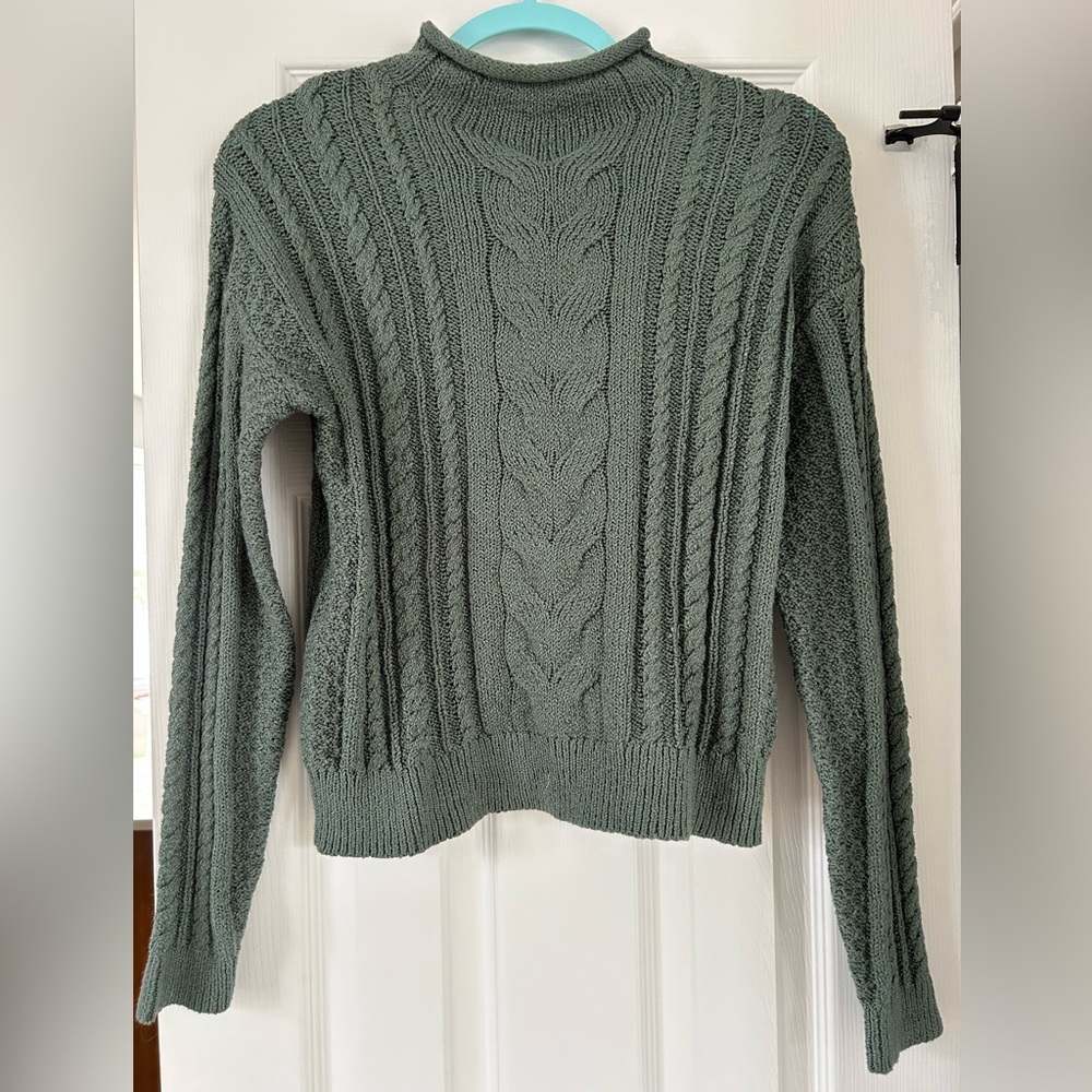 J. Crew Mock Turtleneck Crop Sweater Green